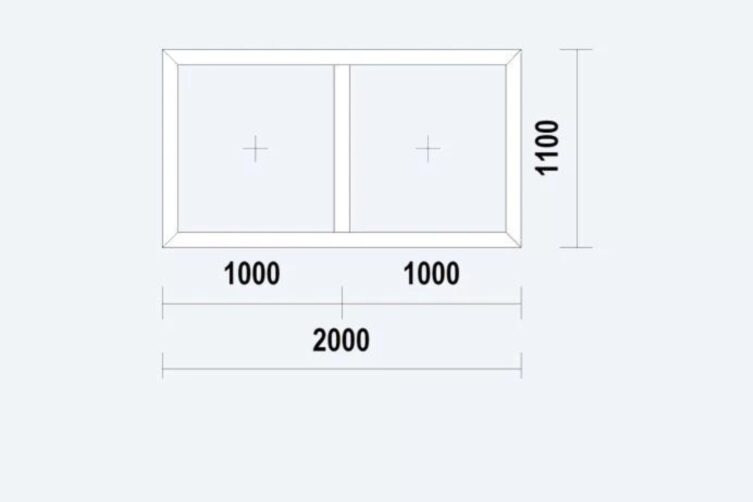Kozijn 2000x1100mm - vast - wit